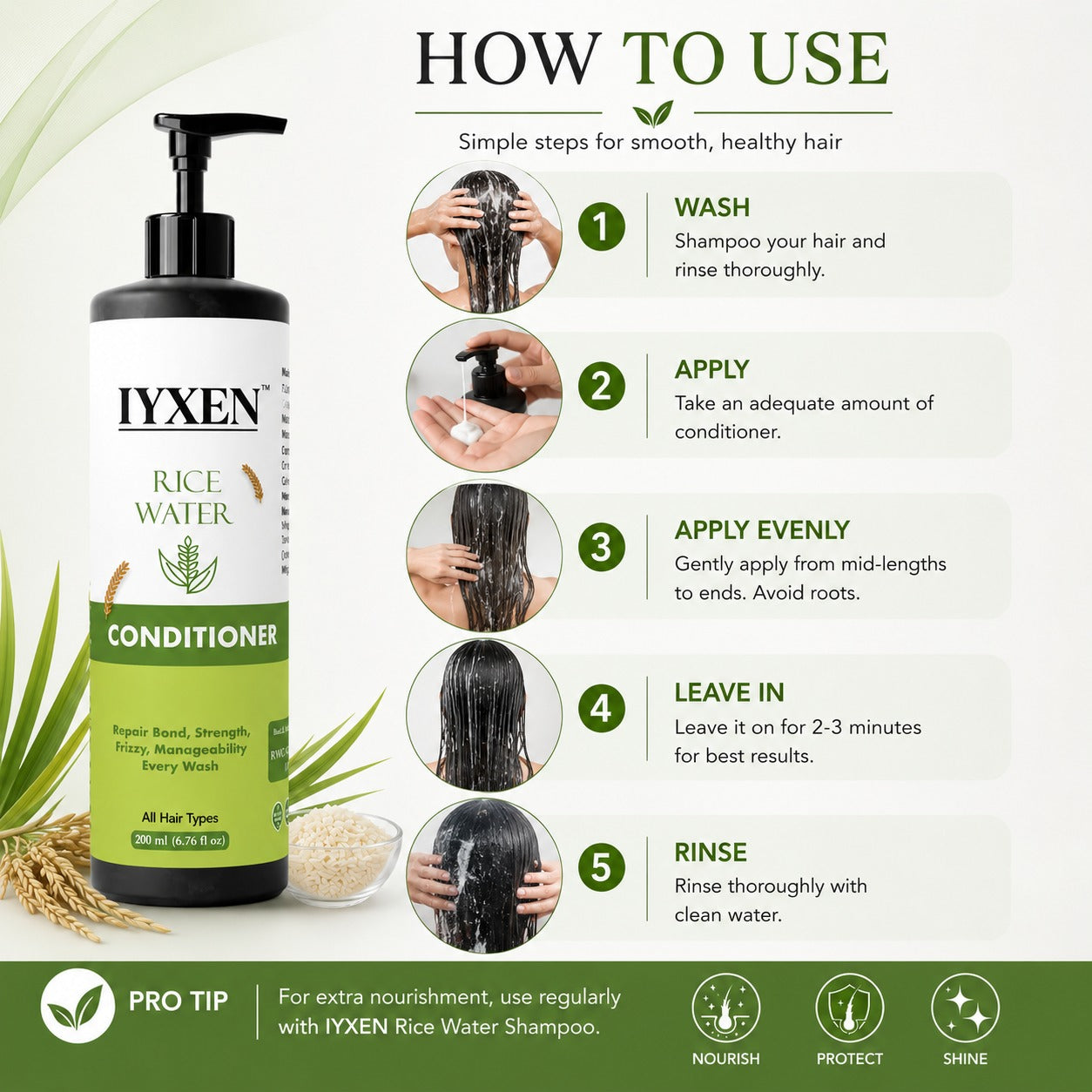Iyxen Rice Water Nourishing Conditioner For All Hair Types