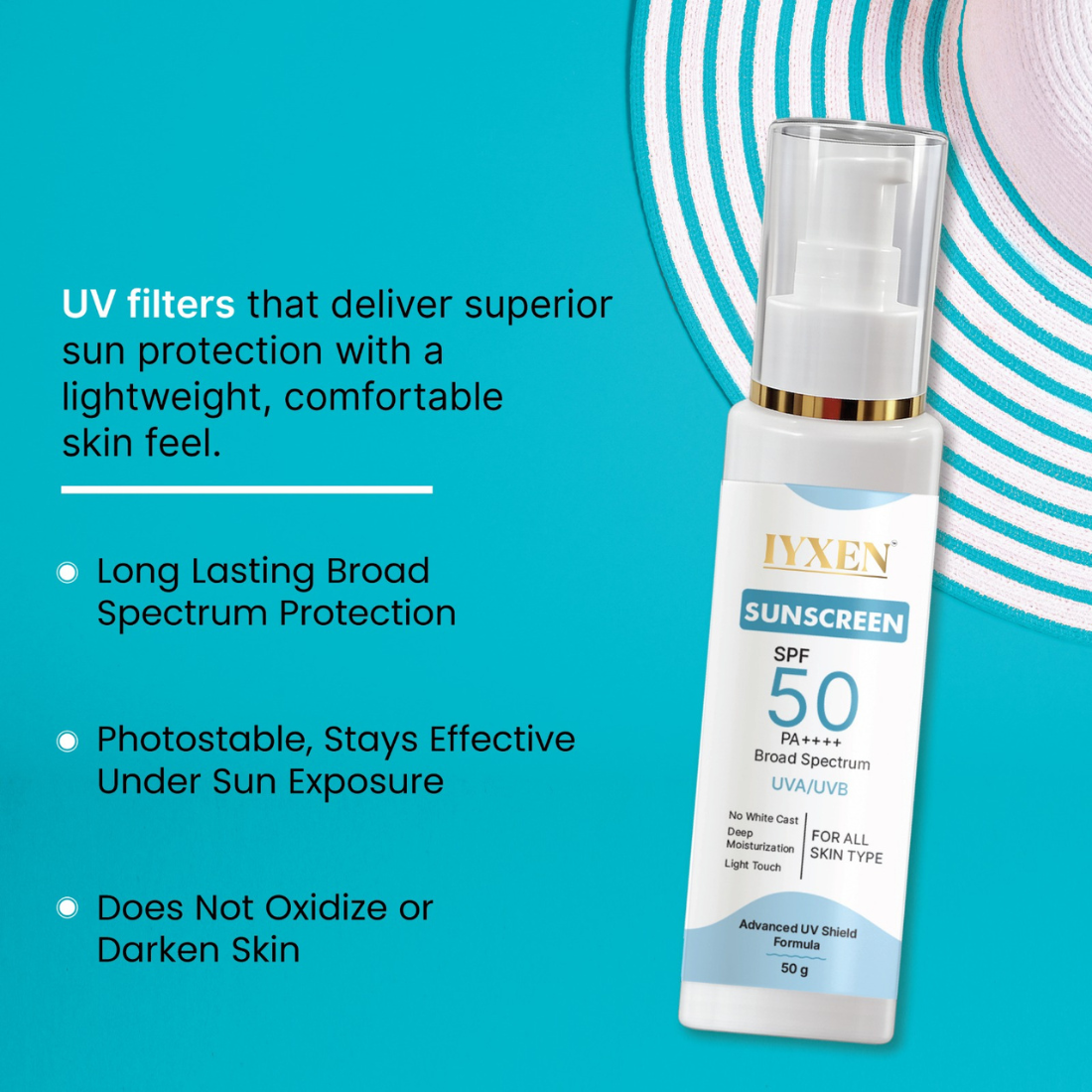 Iyxen Spf 50 Pa++++ Broad Spectrum Uva Uvb Sunscreen