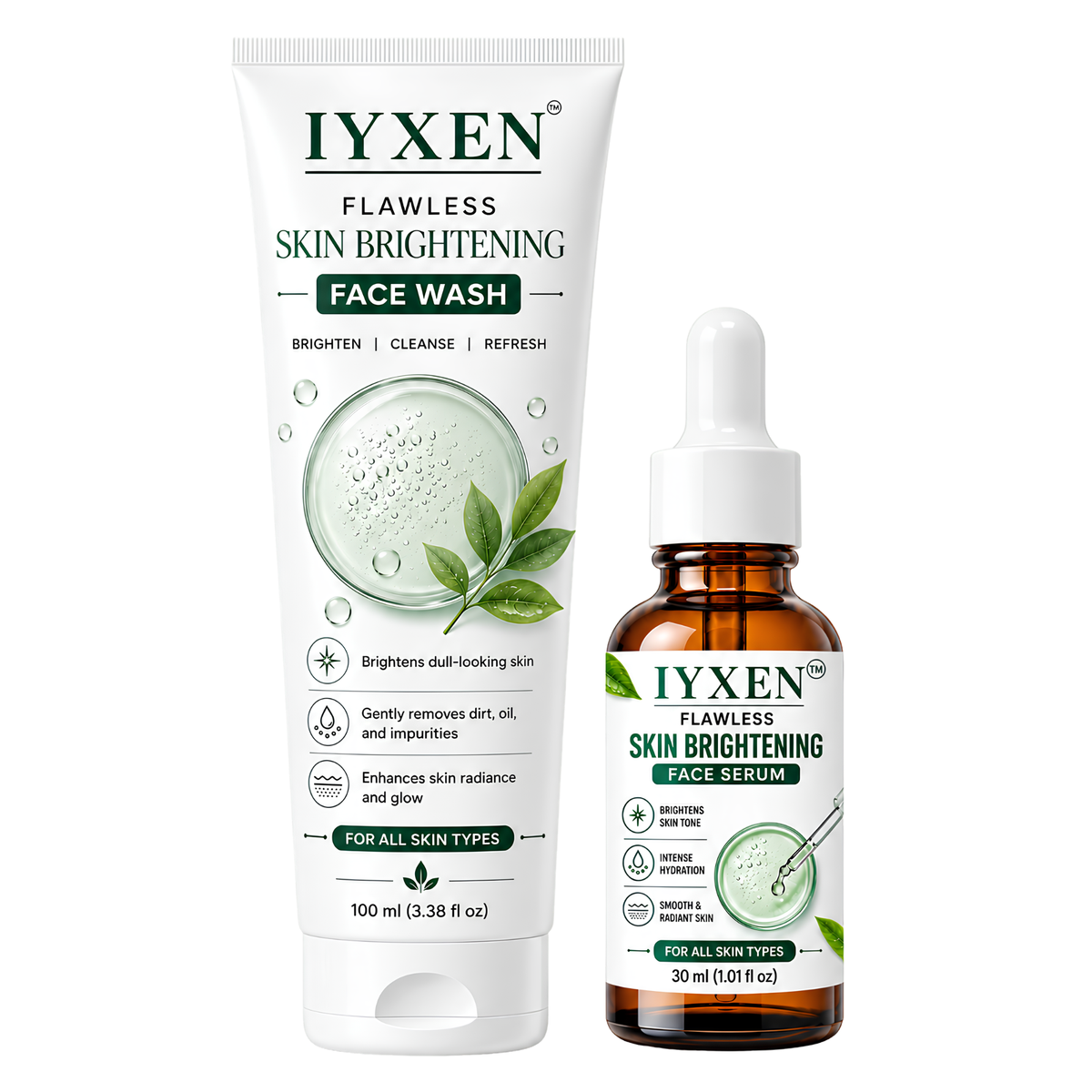 IYXEN Flawless Skin Brightening Face Wash + Serum Combo