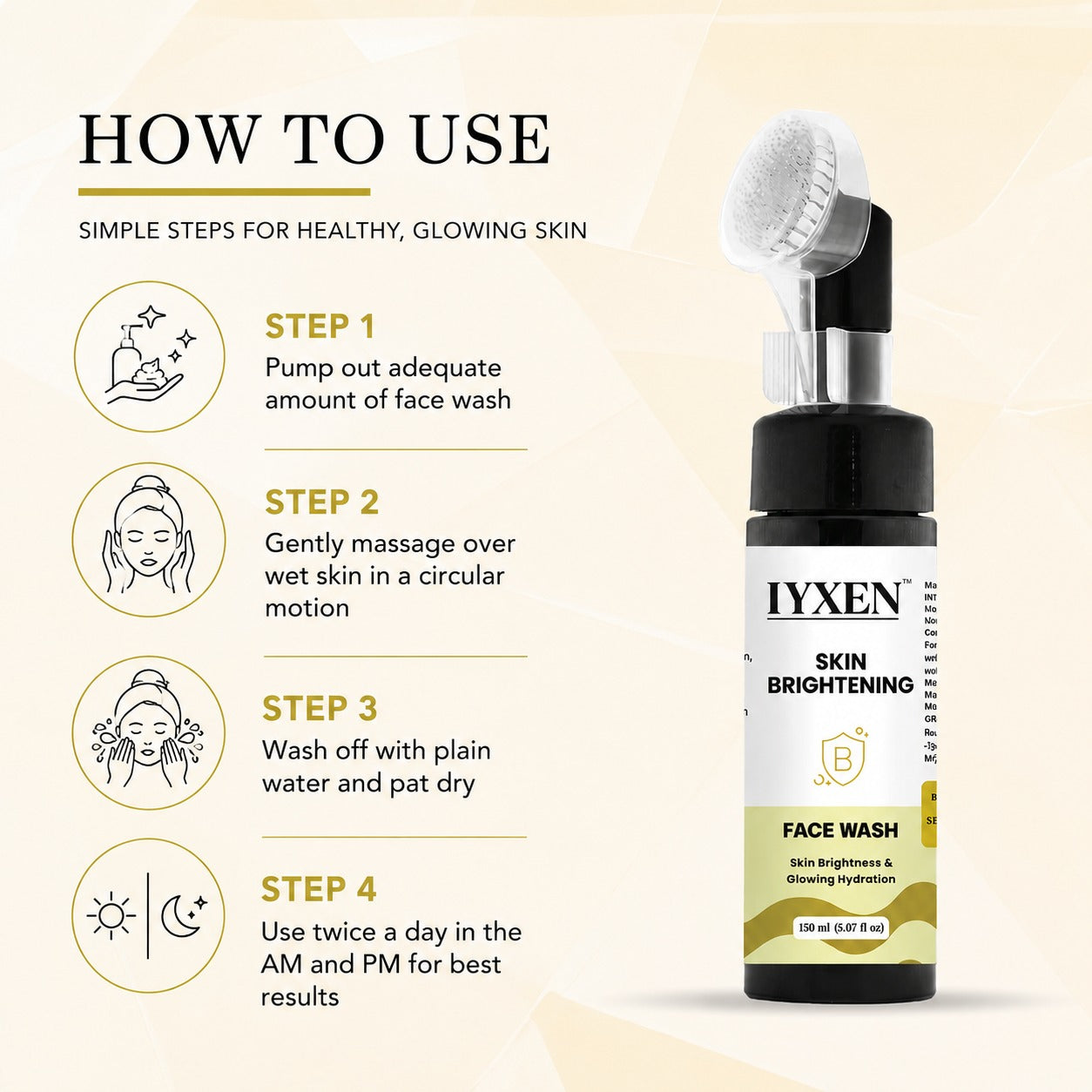 Iyxen Skin Brightening Face Wash With Brush Applicator