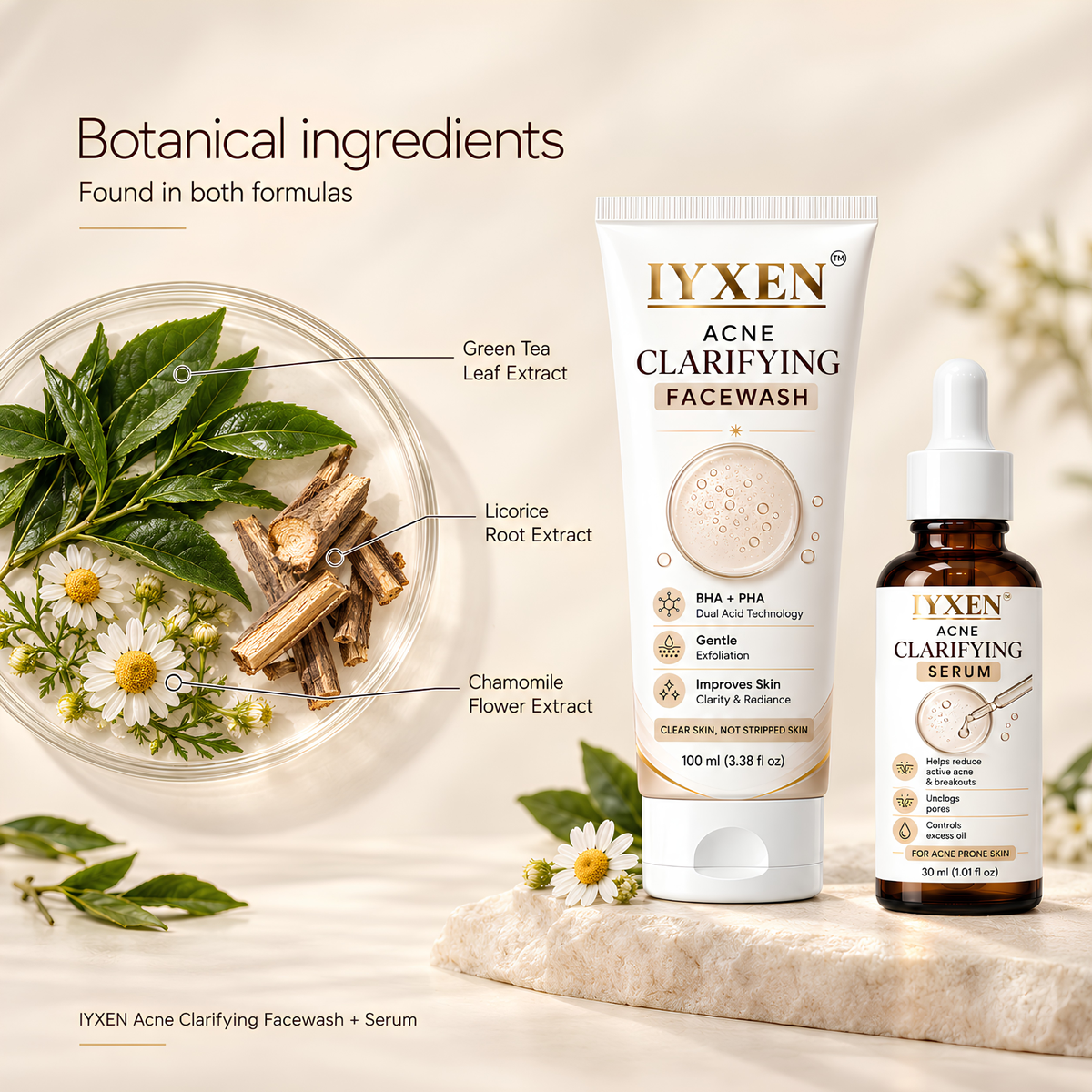 IYXEN Acne Clarifying Face Wash + Serum Combo