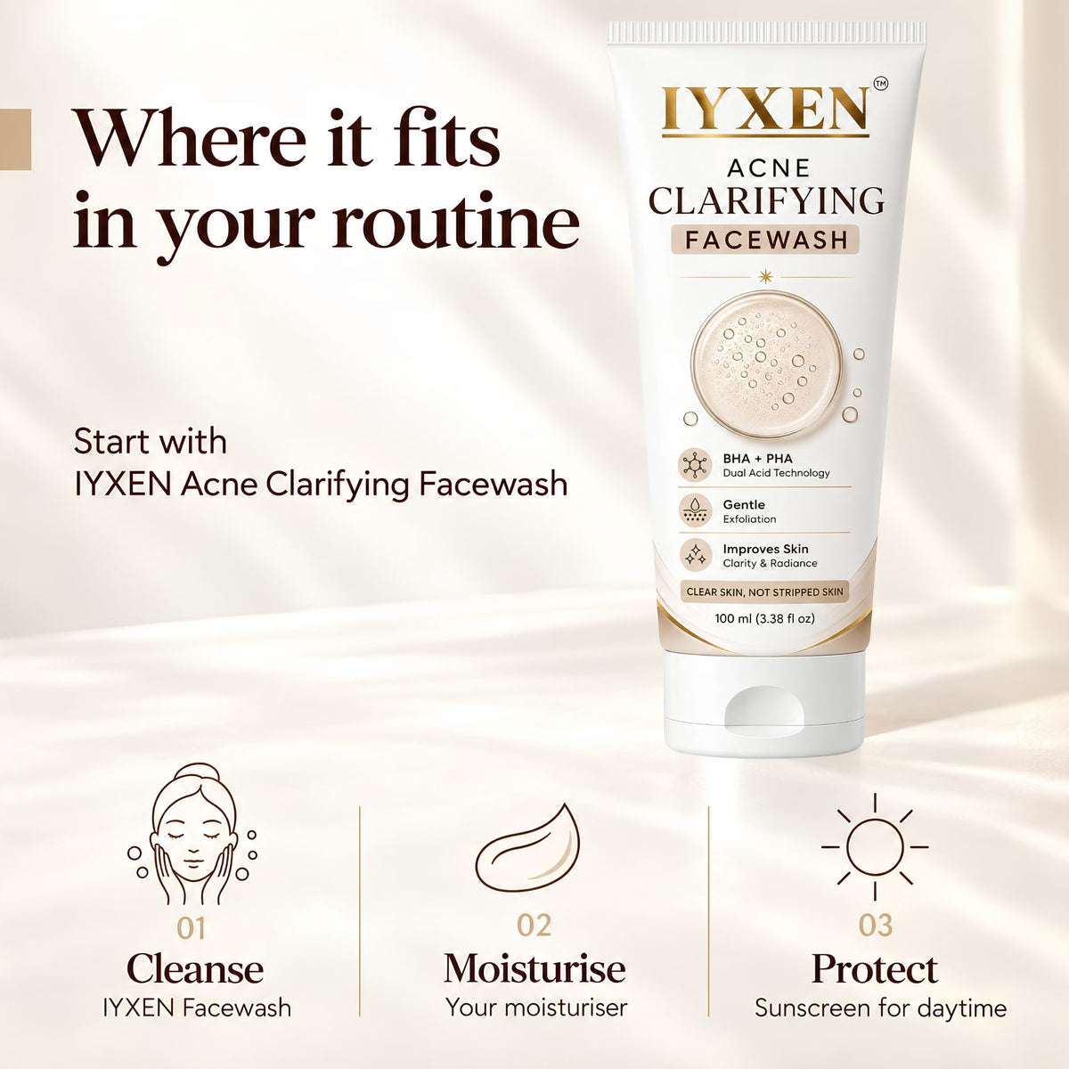 Iyxen Acne Clarifying Face Wash For Acne Prone Skin