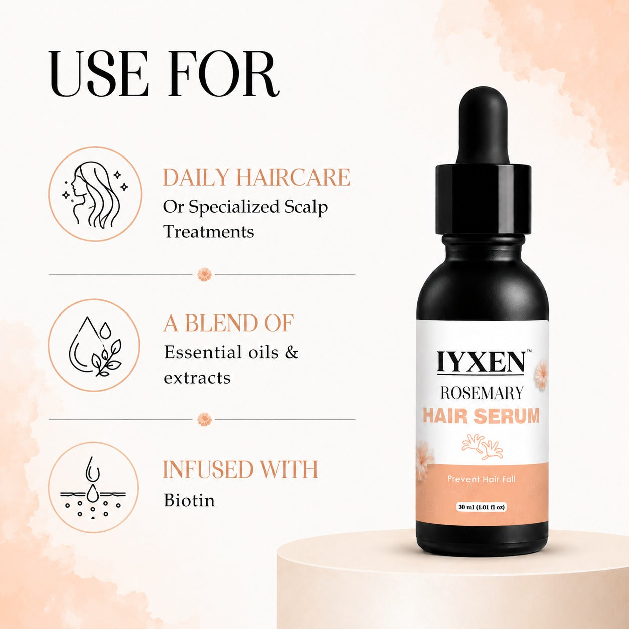 Iyxen Rosemary Biotin Hair Serum For Growth And Hair Fall Control