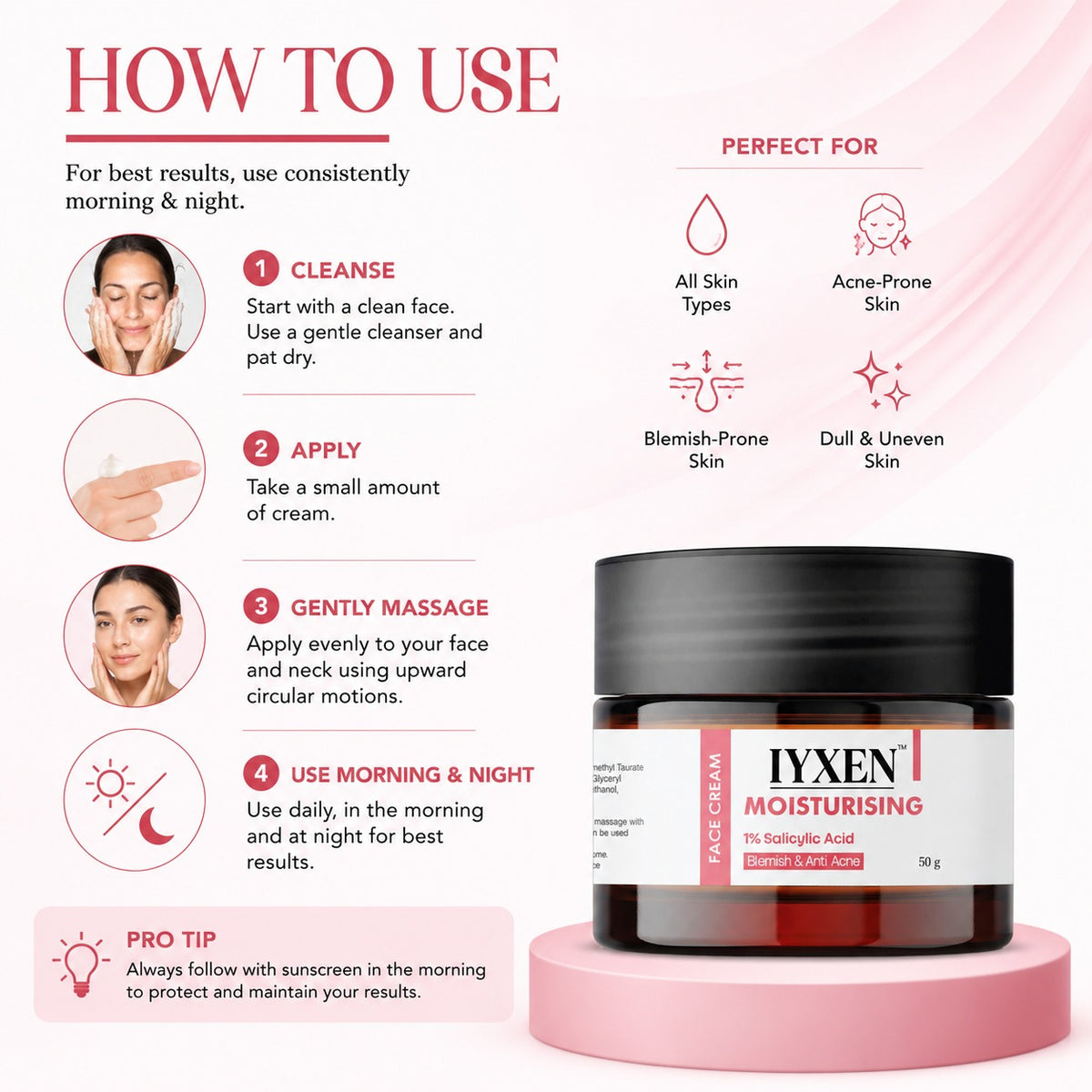 Iyxen 1% Salicylic Acid Moisturising Face Cream