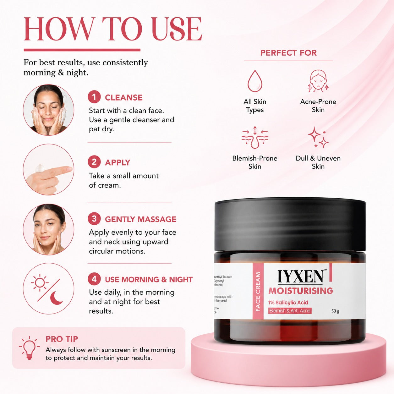 Iyxen 1% Salicylic Acid Moisturising Face Cream