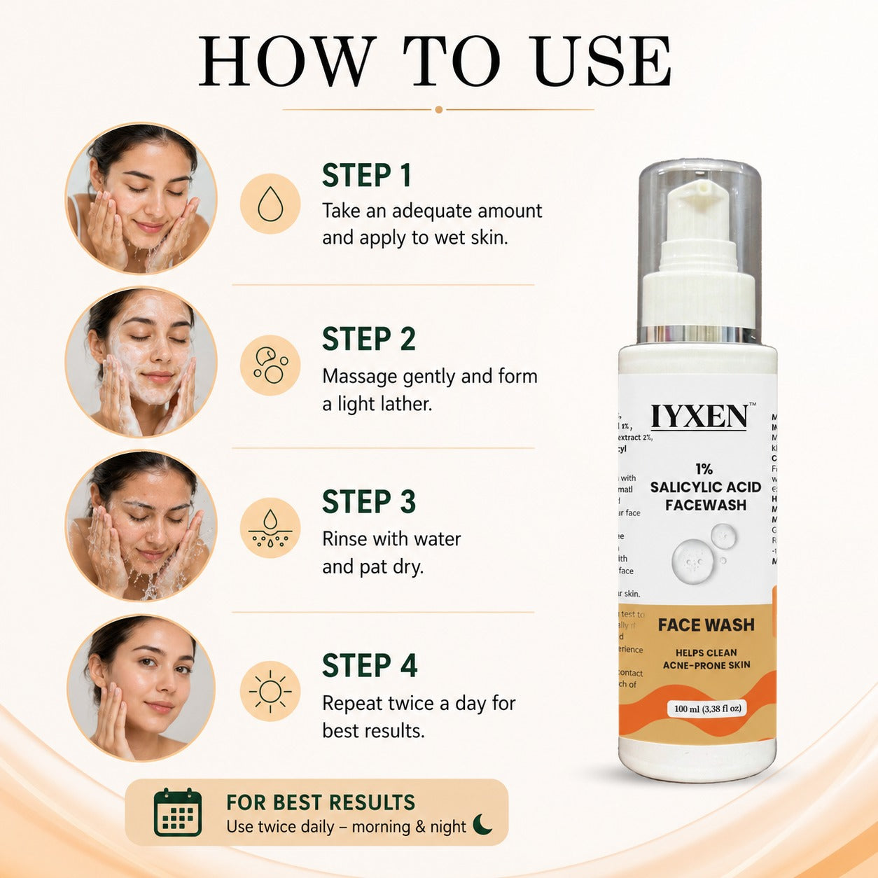 Iyxen 1% Salicylic Acid Face Wash For Acne Prone Skin