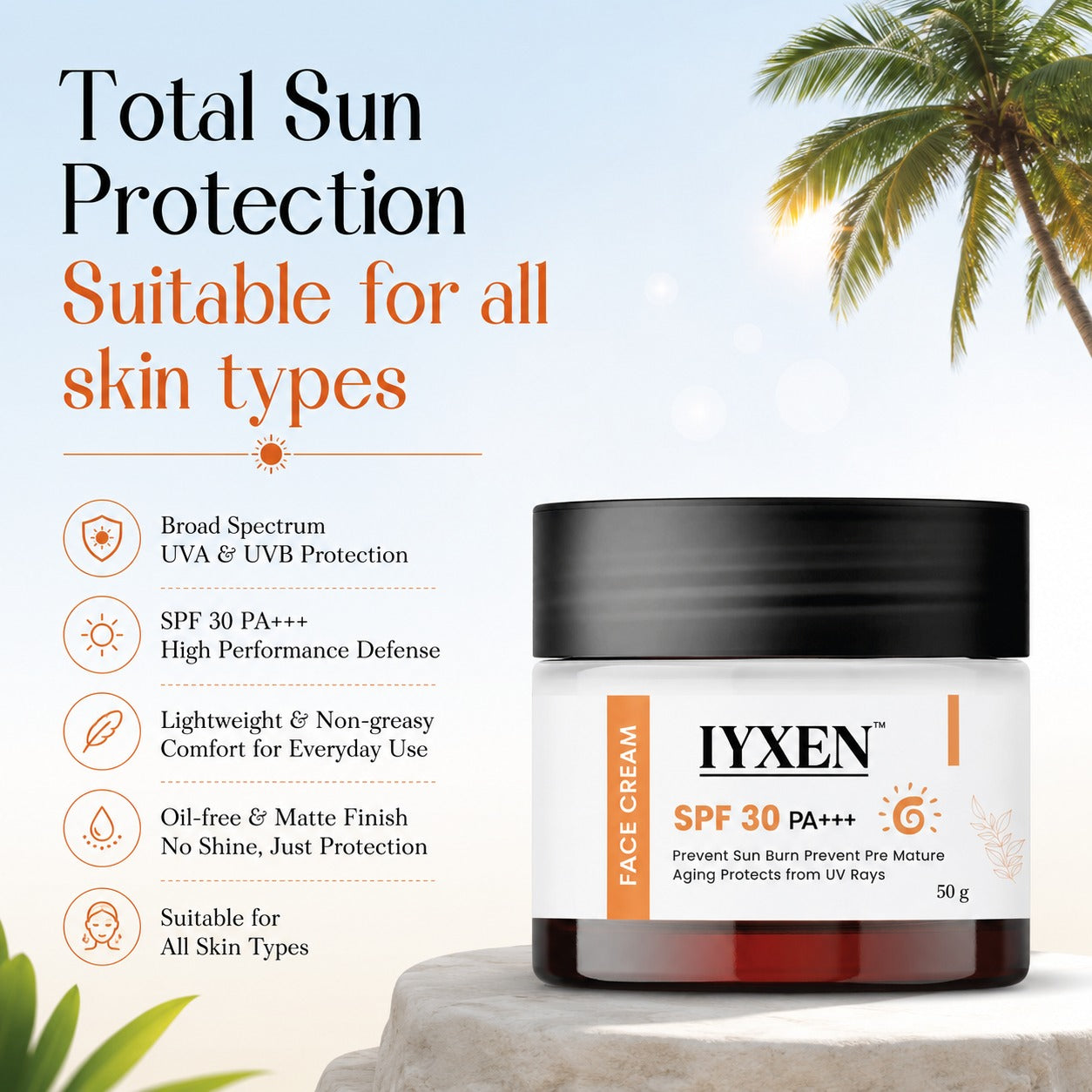 Iyxen Spf 30 Pa+++ Broad Spectrum UV Protection Face Cream