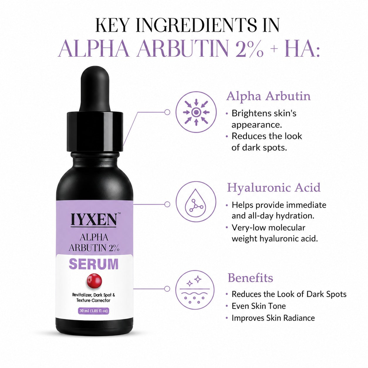 Iyxen Alpha Arbutin 2% + Hyaluronic Acid Dark Spot Face Serum