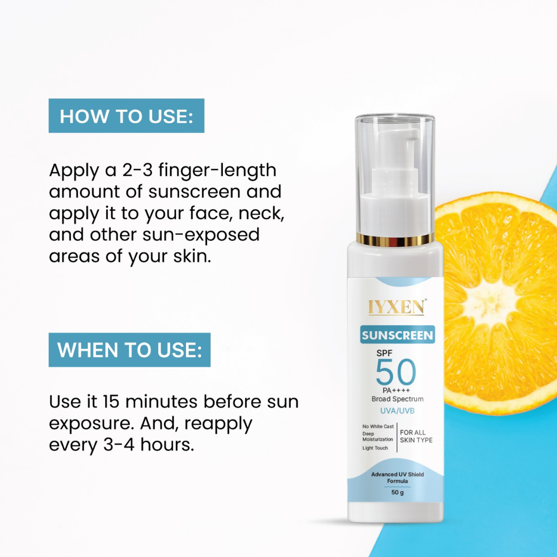 Iyxen Spf 50 Pa++++ Broad Spectrum Uva Uvb Sunscreen