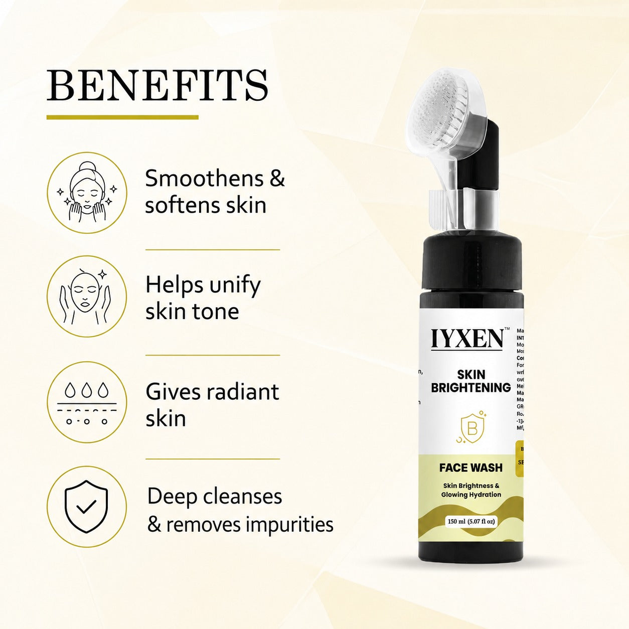 Iyxen Skin Brightening Face Wash With Brush Applicator