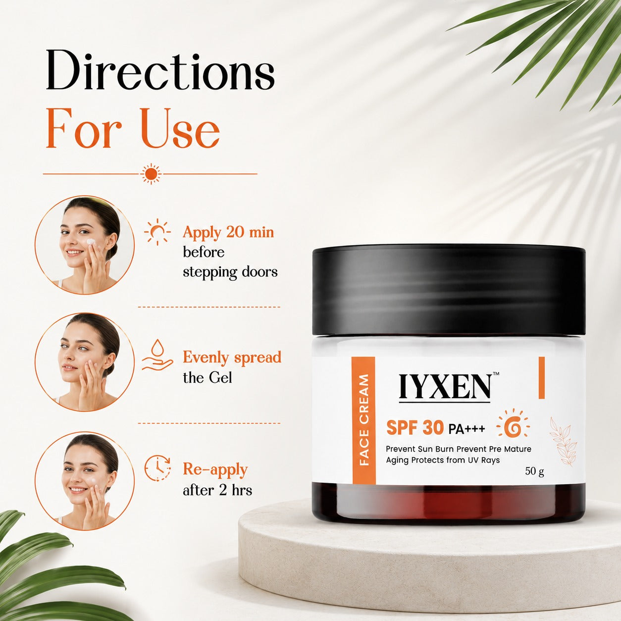 Iyxen Spf 30 Pa+++ Broad Spectrum UV Protection Face Cream