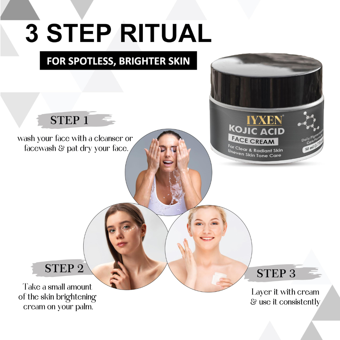 Iyxen Kojic Acid Niacinamide Face Cream For Clear Radiant Skin