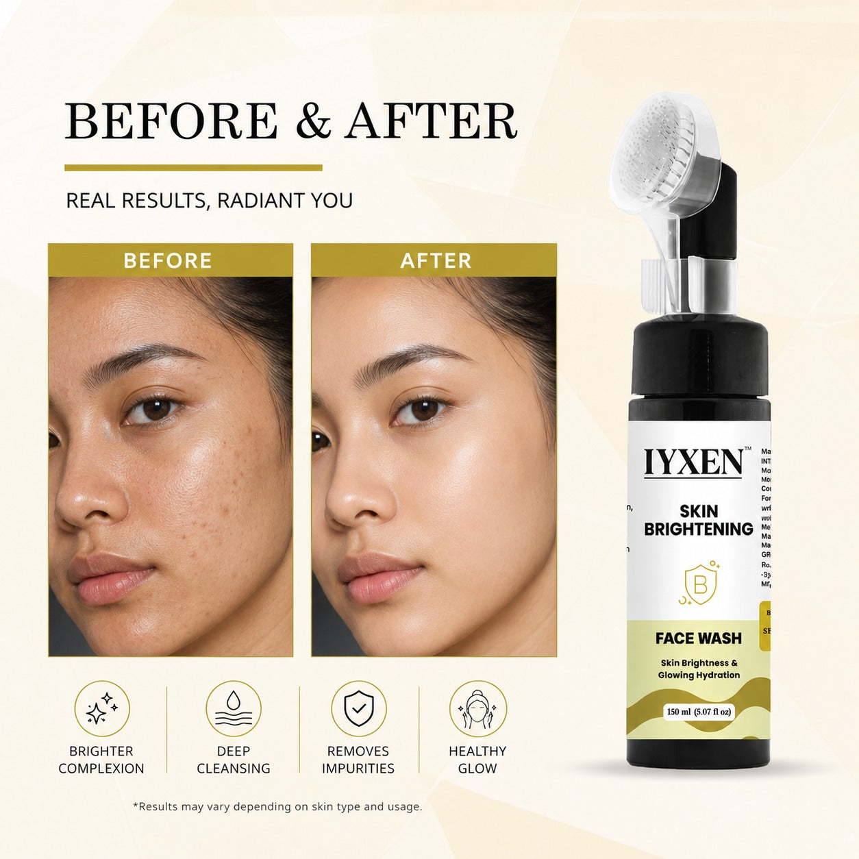 Iyxen Skin Brightening Face Wash With Brush Applicator