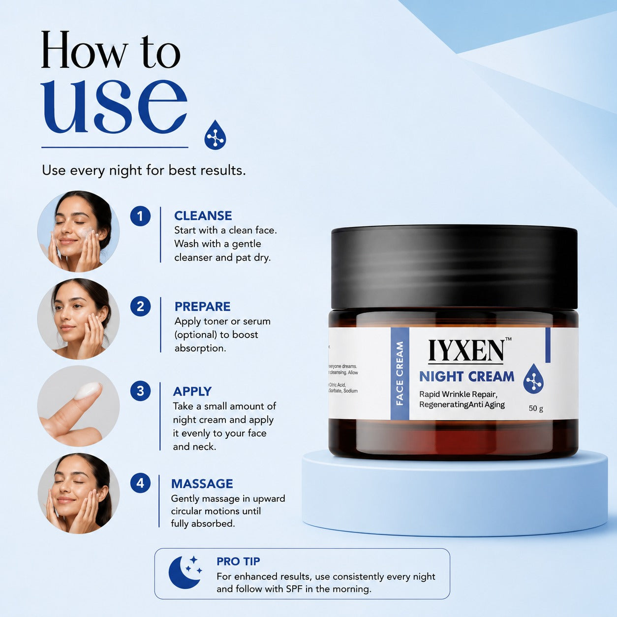 Iyxen Night Cream Rapid Wrinkle Repair Regenerating Anti Aging