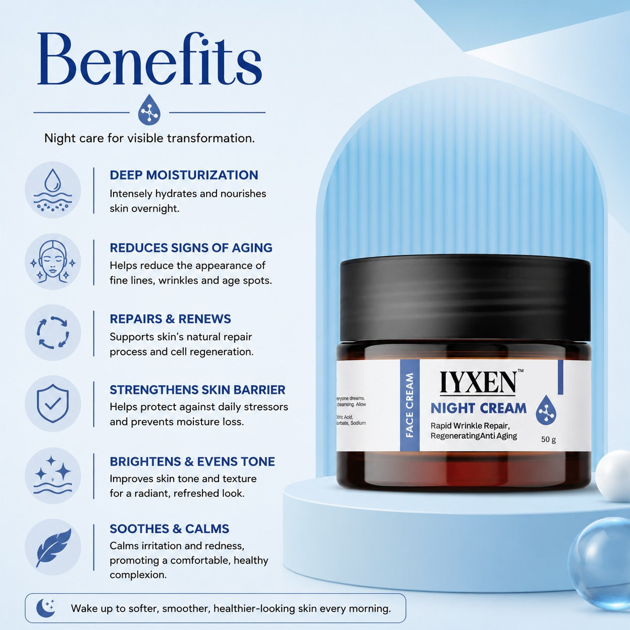 Iyxen Night Cream Rapid Wrinkle Repair Regenerating Anti Aging