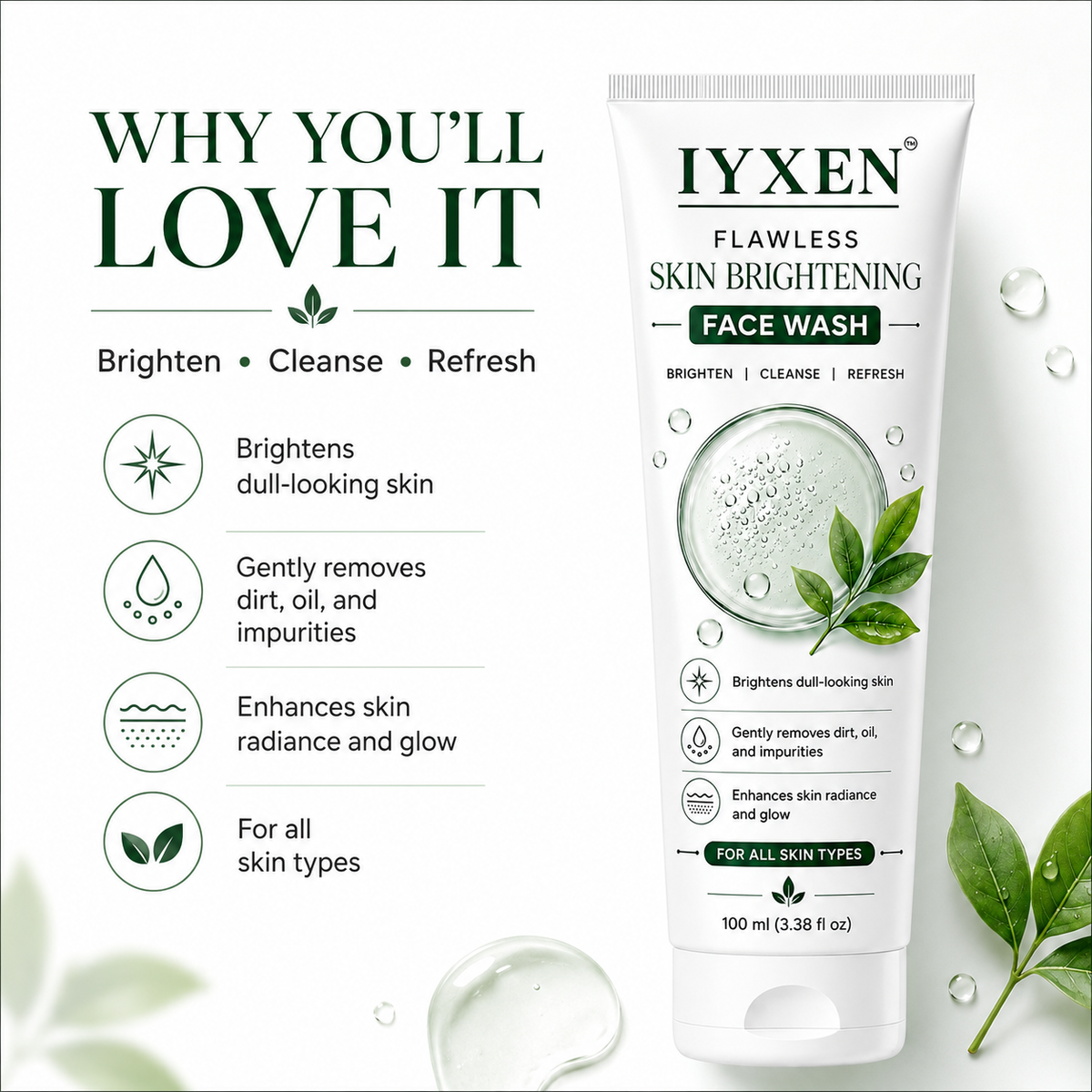 IYXEN Flawless Skin Brightening Face Wash - 100 ml