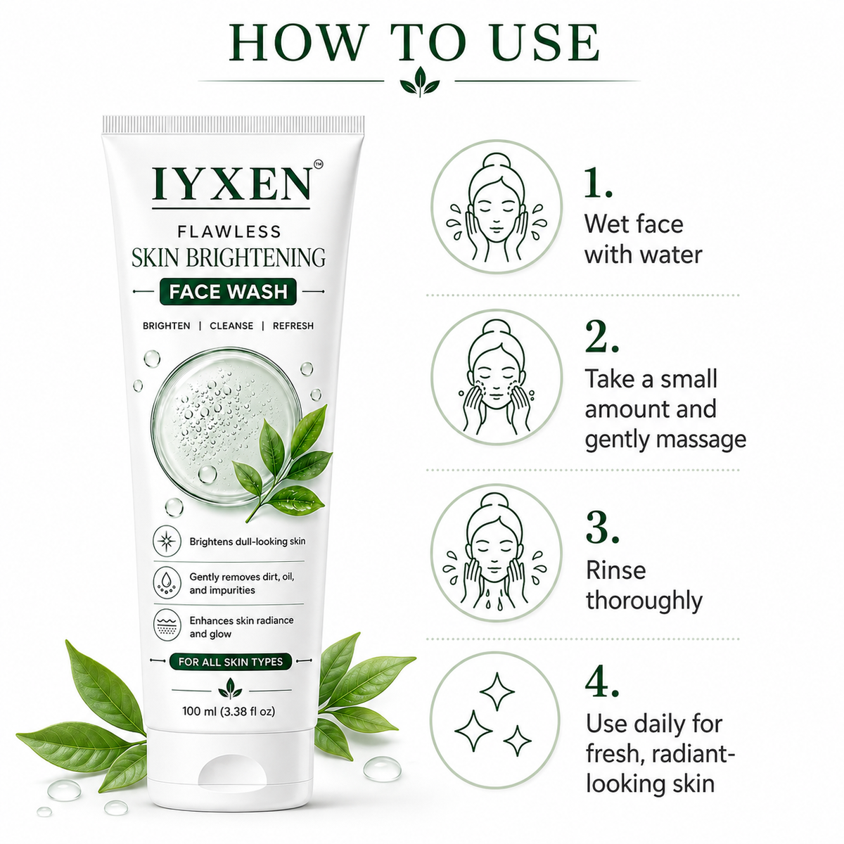 IYXEN Flawless Skin Brightening Face Wash - 100 ml